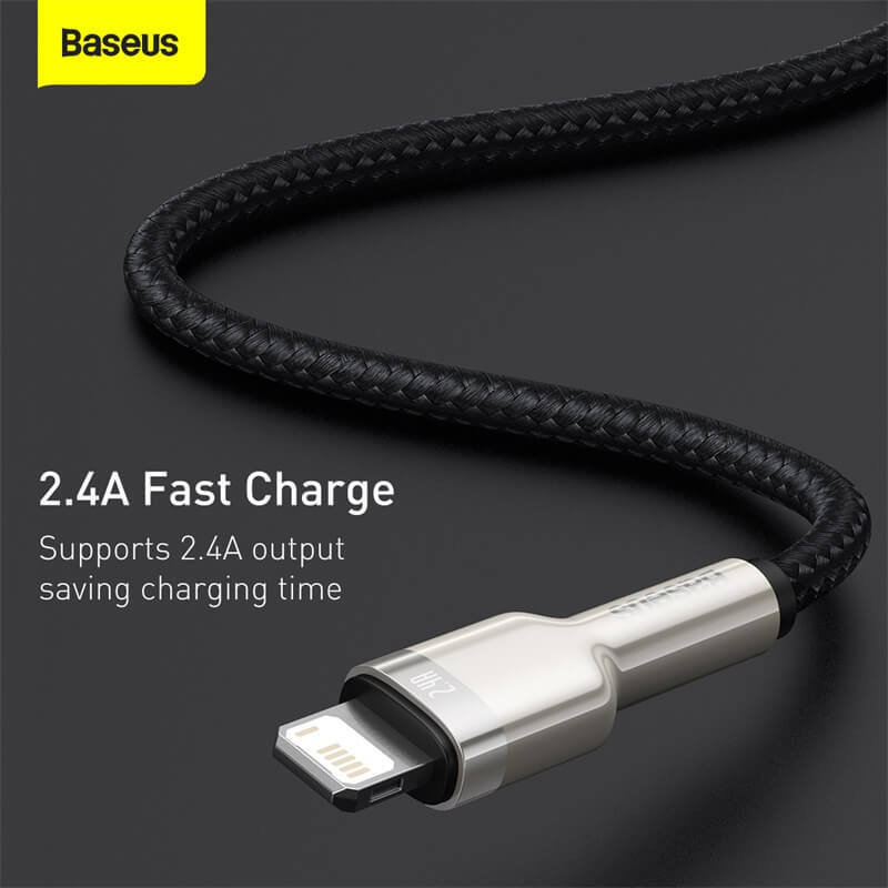 BASEUS 1M USB to Lightning Charging Cable (2.4A) | Cafule Metal Series Apple iPhone Fast Charger Cable