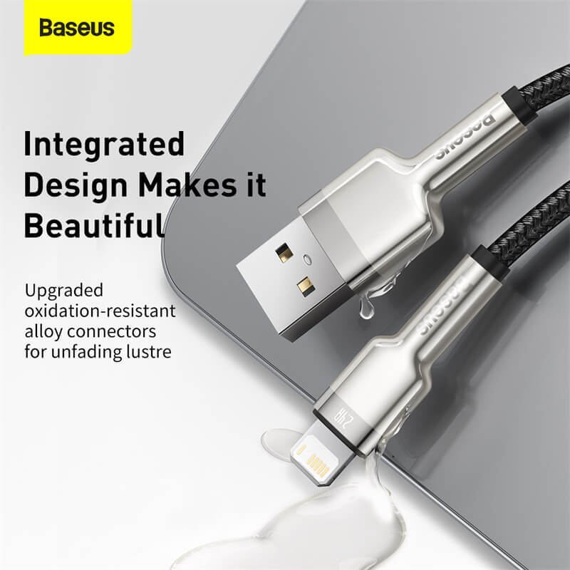 BASEUS 1M USB to Lightning Charging Cable (2.4A) | Cafule Metal Series Apple iPhone Fast Charger Cable