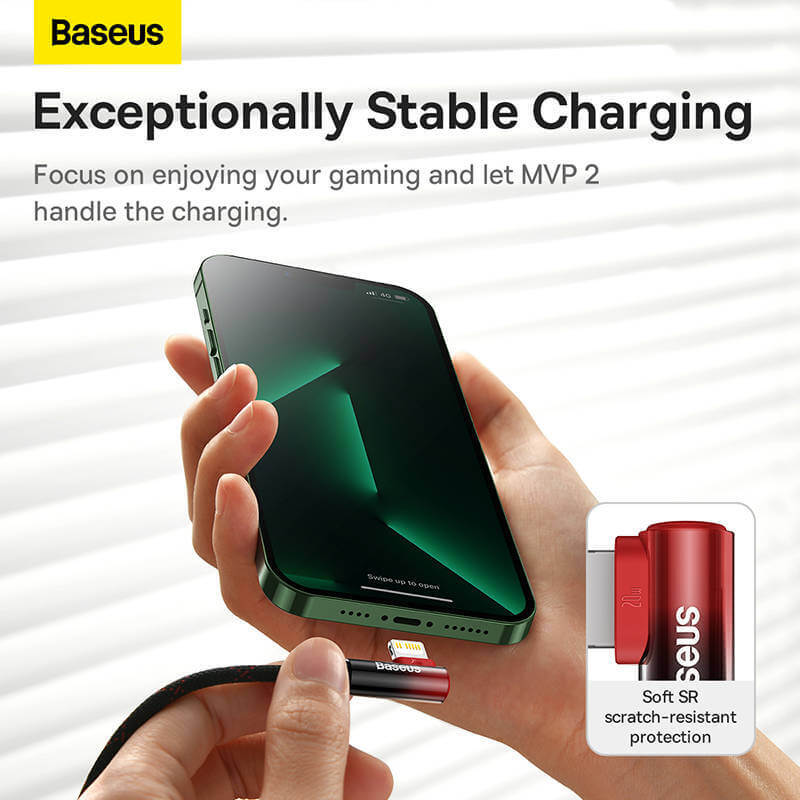 BASEUS 20W Elbow USB-C to Lightning iPhone Charging Cable (1M) | MVP 2 Series Type-C L-Shaped Bend Fast Charger Cable